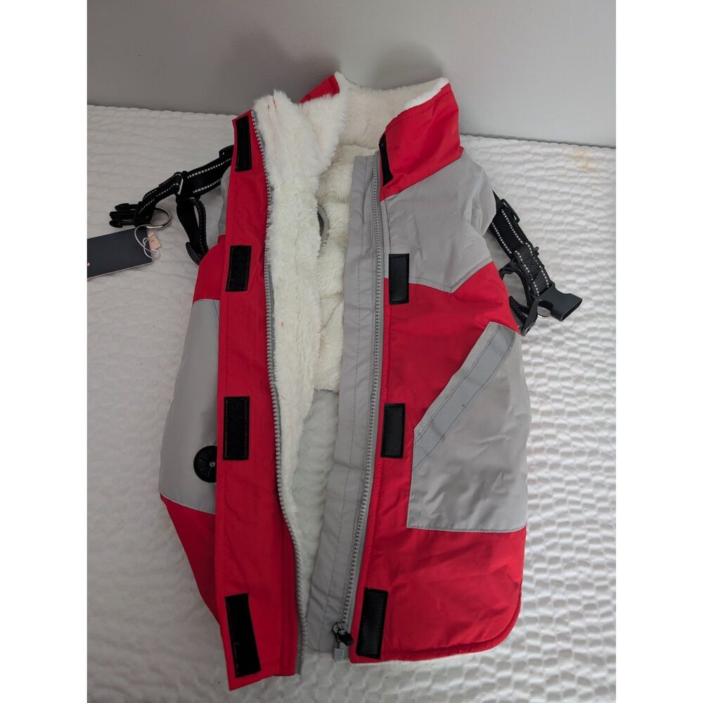 IECOii Winter Waterproof Dog Coat Red/Gray Size L - Picture 11 of 12